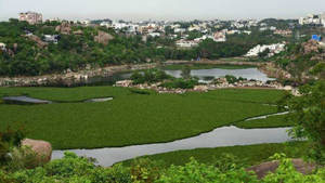 Scenic Dusk At Durgam Cheruvu Lake, Hyderabad Wallpaper