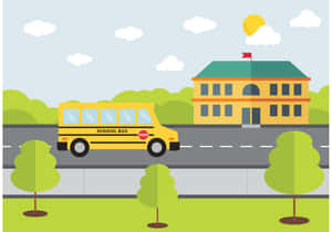 School Bus Traveling School Clipart Wallpaper