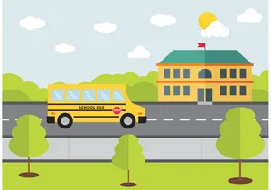 School Bus Traveling School Clipart Wallpaper