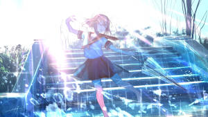 School Girl Anime Dance In Rain Wallpaper