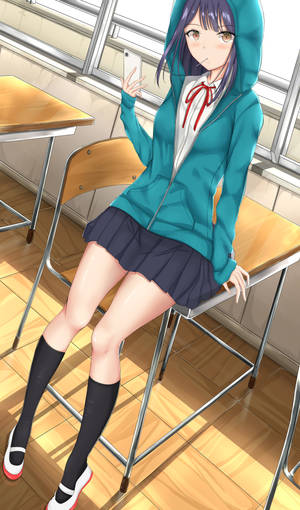 School Girl Anime Phone Wallpaper