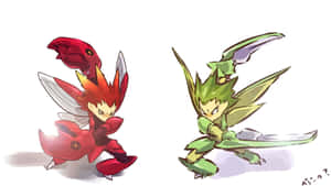 Scizor Scyther Facing Each Other Wallpaper