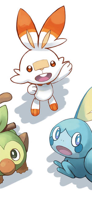 Scorbunny And Other Galar Starters Wallpaper