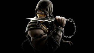 Scorpion From Mortal Kombat Prepares To Launch His Kunai. Wallpaper