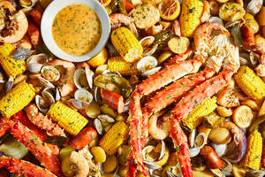 Seafood Crab Leg With Corn Wallpaper