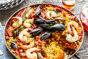 Seafood Paella Dish Wallpaper