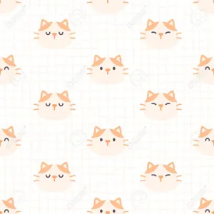 Seamless Pattern With Cute Cat Faces Wallpaper