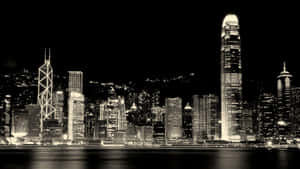 Seattle At Night Monochrome Desktop Wallpaper