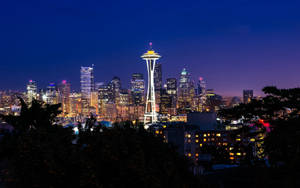 Seattle Luminous Space Needle Wallpaper