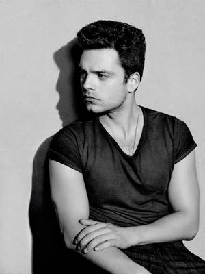 Sebastian Stan Black And White Wallpaper