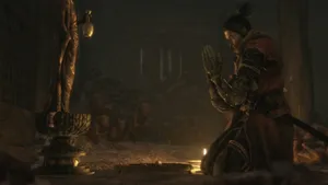 Sekiro Praying On God Statue Wallpaper