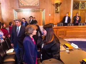 Senator Lisa Murkowski In A Thoughtful Conversation Wallpaper