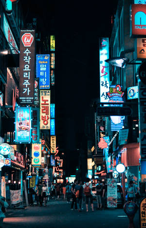 Seoul Colorful Street Wallpaper