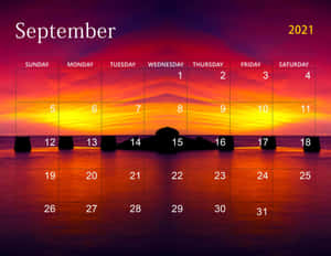 September 2021 Calendar Scenic Sunset Sky Wallpaper