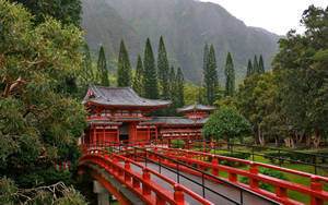 Serene Temple In Japan. Wallpaper