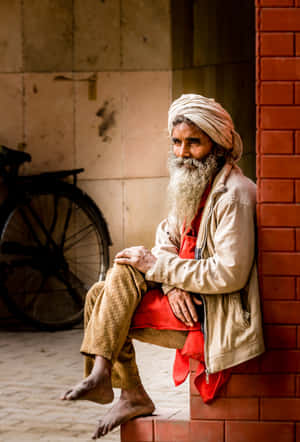 Serenity And Wisdom - A Mature Indian Man With Traditional Turban Wallpaper