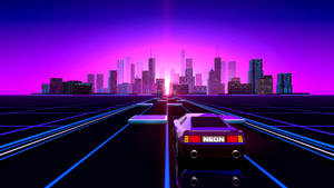 Set Course For The Sleek And Stylish Retrowave City, The Destination Of Dreams. Wallpaper