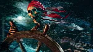 Set Sail For Adventure On A Skeleton Pirate Ship Wallpaper