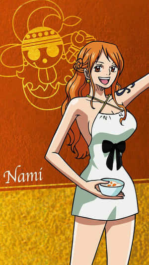 Sexy Nami One Piece Holding Soup Bowl Wallpaper