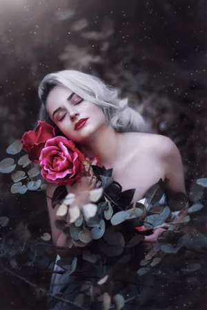 Sexy Woman With Rose Flowers Wallpaper