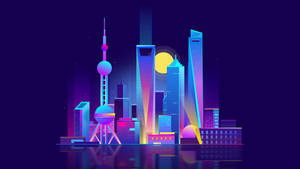 Shanghai City Digital Art Wallpaper