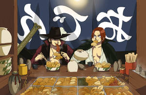 Shanks Vs. Mihawk Eating Contest Wallpaper