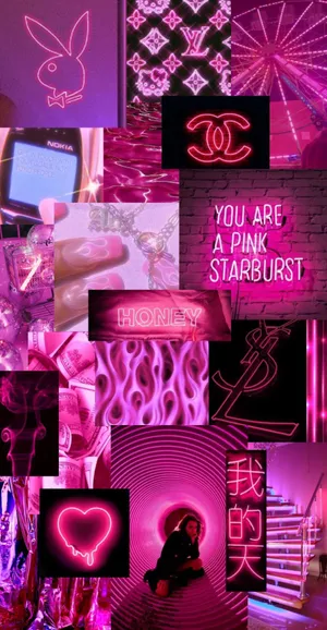 Share The Love With A Lively Pink Neon Aesthetic Wallpaper