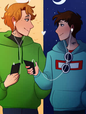 Shared Music Moment Two People Wallpaper