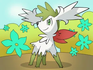 Shaymin Green Flowers Wallpaper