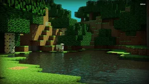 Sheep In Moving Minecraft Wallpaper