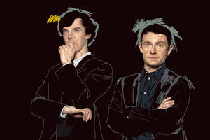 Sherlock And John Doodle Wallpaper
