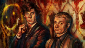 Sherlock And John Oil Painting Wallpaper