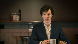 Sherlock Holding Coffee Cup Wallpaper