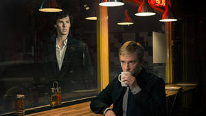 Sherlock John Watson At Diner Wallpaper