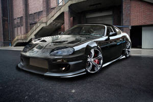 Shiny Black Toyota Supra Car Wallpaper