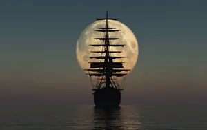 Ship Silhouette Art Wallpaper