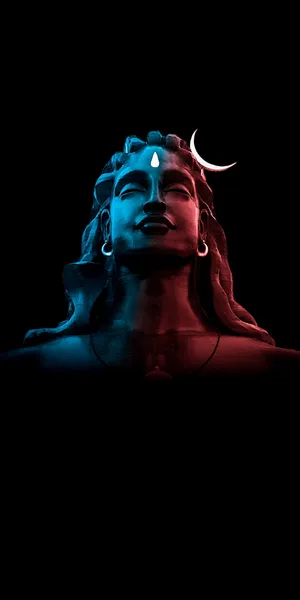 Shiva Iphone Statue Blue And Red Wallpaper