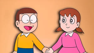 Shizuka Doraemon And Nobita Holding Hands Wallpaper