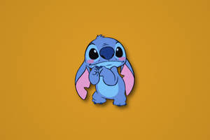 Shocked Cute Stitch On Mustard Wallpaper