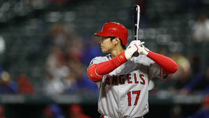 Shohei Ohtani In Batting Position Wallpaper