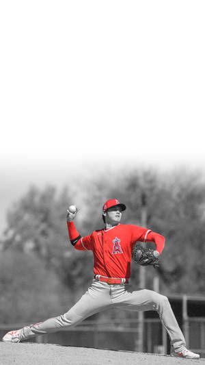 Shohei Ohtani In Red Uniform Wallpaper