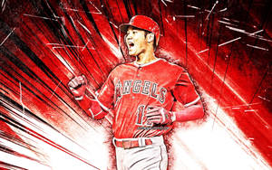 Shohei Ohtani Red White Fanart Wallpaper