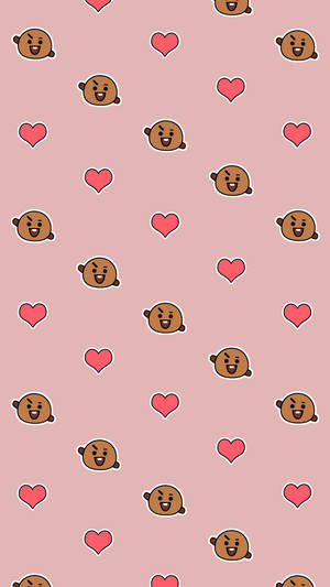 Shooky Bt21 Heart Pattern Wallpaper