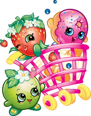Shopkins D'lish Donut Strawberry And Apple Wallpaper