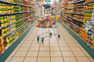 Shopping Cart With Groceries Wallpaper