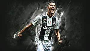 Shouting Cr7 3d Black Background Wallpaper