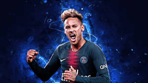 Shouting Neymar 4k Blue Wallpaper