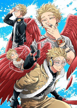 Shouto Todoroki And Dabi Vs. Hawks In My Hero Academia Wallpaper