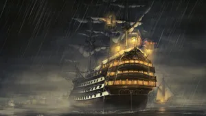 Showcasing A Vintage Ship Making Its Way Across The Ocean Wallpaper