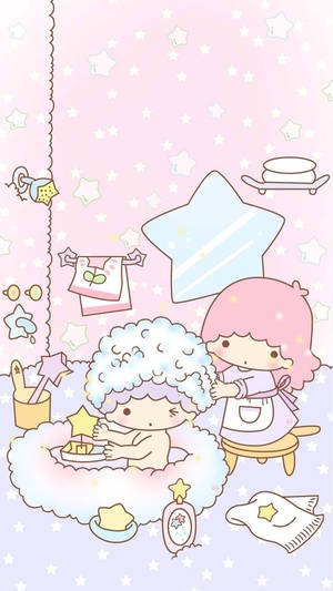 Showering Little Twin Stars Wallpaper